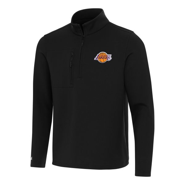 Antigua Fabulous Los Angeles Lakers Black Insider Quarter Zip Top