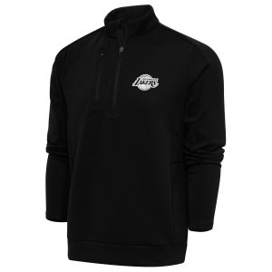 Antigua Los Angeles Lakers Black Eye - catching Metallic Logo Generation Quarter Zip Top