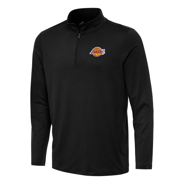 Antigua Chic Los Angeles Lakers Black Reprocess Quarter Zip Top