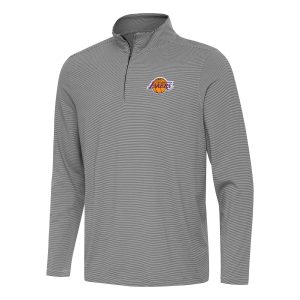 Antigua Los Angeles Lakers Black Premium Twine Quarter Zip Top