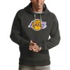 Antigua Trendy Los Angeles Lakers Charcoal Team Logo Victory Pullover Hoodie