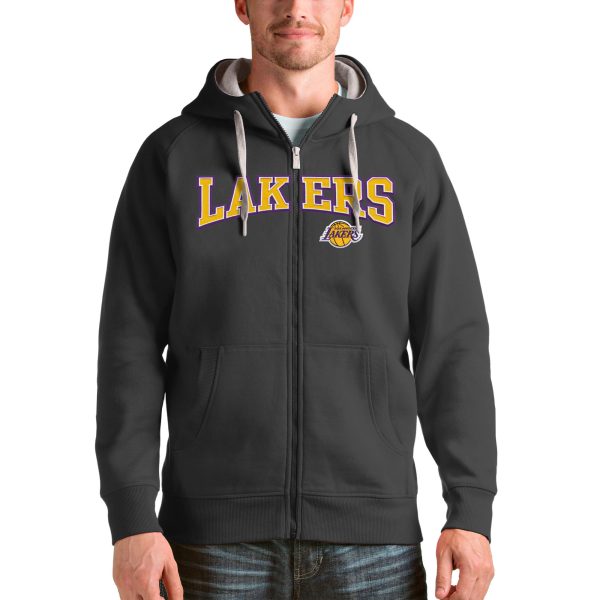 Antigua Los Gorgeous Angeles Lakers Charcoal Victory Full Zip Hoodie