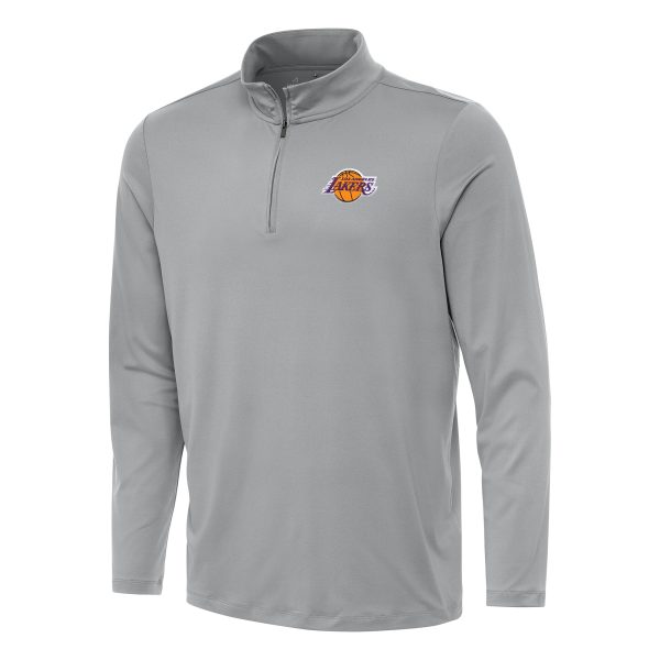 Antigua Los Angeles Lakers Gray Reprocess Quarter Zip Top Unique