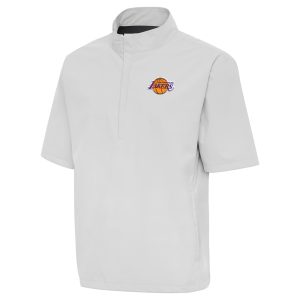 Antigua Los Elegant Angeles Lakers Heather Gray Brisk Quarter Zip Windbreaker