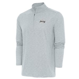 Antigua Los Angeles Chic Lakers Heather Gray Hunk Quarter Zip Top