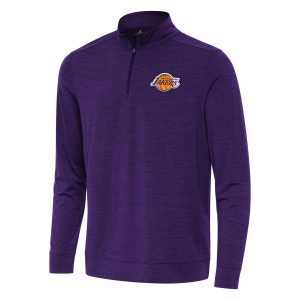 Antigua Los Angeles Lakers Heather Purple Bright Quarter Zip Unique Top