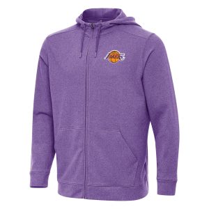 Antigua Los Angeles Lakers Heather Fabulous Purple Effortless Full Zip Hoodie Jacket