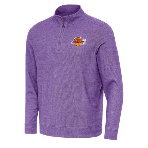 Antigua Los Angeles Lakers Heather Purple Subtle Quarter Zip Sweatshirt Chic