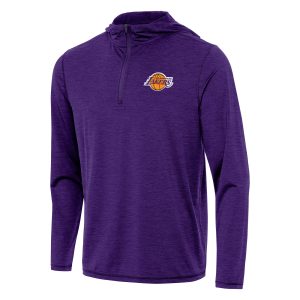 Antigua Los Angeles Lakers Heather Purple Tidy Chic Quarter Zip Hoodie