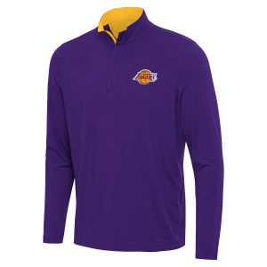 Antigua Los Angeles Lakers Stylish Purple Content Quarter Zip Top