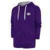 Antigua Los Angeles Lakers Purple Metallic Logo Victory Unique Raglan Full Zip Hoodie