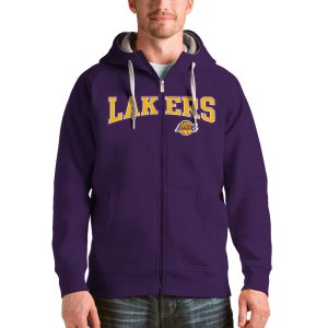 Antigua Los Elegant Angeles Lakers Purple Victory Full Zip Hoodie