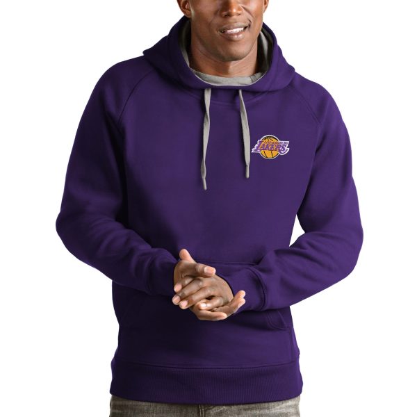 Antigua Los Angeles Lakers Purple Unique Victory Pullover Hoodie