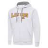 Antigua Los Angeles Gorgeous Lakers White Big & Tall Victory Full Zip Hoodie Jacket