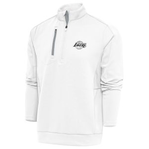 Antigua Los Angeles Lakers White Metallic Logo Generation Quarter Gorgeous Zip Top