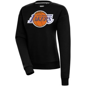 Antigua Los Angeles Lakers Women's Black Eye - catching Victory Crewneck Pullover Sweatshirt