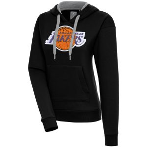 Antigua Los Angeles Lakers Gorgeous Women's Black Victory Pullover Hoodie