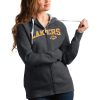 Antigua Los Angeles Lakers Women's Charcoal Team Victory Full Chic Zip Hoodie