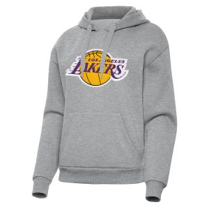 Antigua Los Angeles Lakers Women's Heather Gray Victory Pullover Hoodie Elegant
