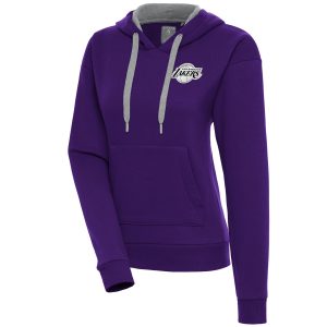 Antigua Gorgeous Los Angeles Lakers Women's Purple Brushed Metallic Victory Pullover Hoodie