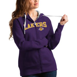 Antigua Los Angeles Lakers Women's Chic Purple Team Victory Full Zip Hoodie