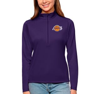 Antigua Los Angeles Lakers Women's Purple Tribute Half Zip Chic Top