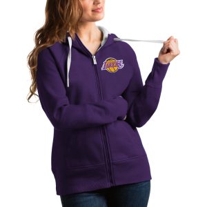 Antigua Los Angeles Lakers Premium Women's Purple Victory Full Zip Hoodie