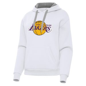 Antigua Los Angeles Lakers Chic Women's White Victory Pullover Hoodie