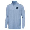 Antigua Gorgeous Memphis Grizzlies Heather Aqua Hunk Quarter Zip Top