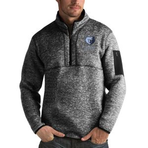 Antigua Memphis Grizzlies Heather Black Fabulous Fortune Big & Tall Quarter Zip Pullover Jacket