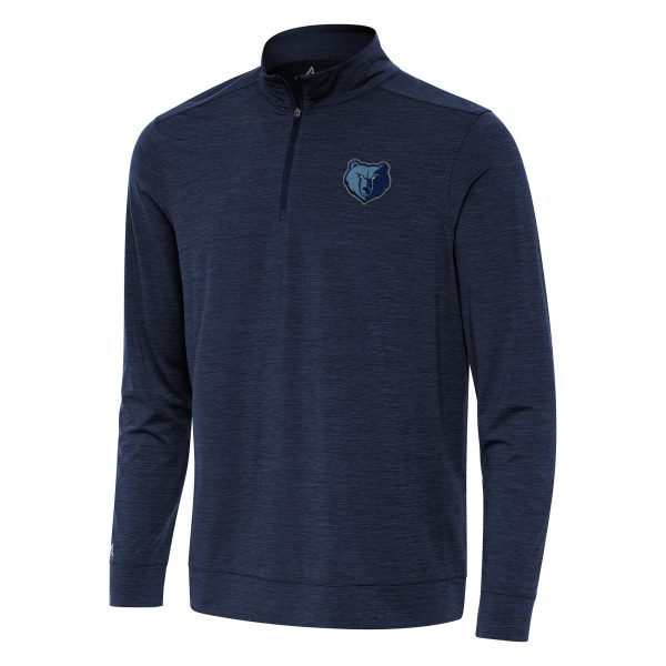 Antigua Elegant Memphis Grizzlies Heather Navy Bright Quarter Zip Top
