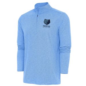 Antigua Memphis Grizzlies Elegant Heather Powder Blue Hunk Quarter Zip Pullover Top
