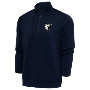 Antigua Memphis Grizzlies Navy Big & Tall Metallic Elegant Logo Generation Quarter Zip Top
