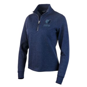 Antigua Memphis Trendy Grizzlies Women's Heather Navy Action Quarter Zip Pullover Sweatshirt
