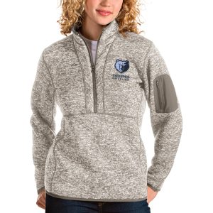 Antigua Memphis Grizzlies Women's Natural Fortune Quarter Zip Pullover Jacket Elegant