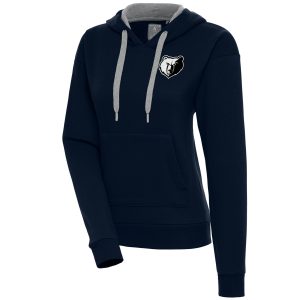 Antigua Memphis Grizzlies Women's Navy Brushed Metallic Gorgeous Victory Pullover Hoodie