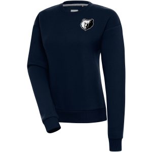 Antigua Memphis Grizzlies Women's Navy Brushed Metallic Victory Chic Pullover Sweatshirt