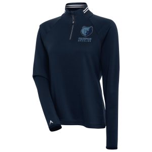 Antigua Memphis Grizzlies Women's Navy Milo Stylish Quarter Zip Pullover Top