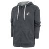 Antigua Miami Trendy Heat Charcoal Metallic Logo Victory Raglan Full Zip Hoodie
