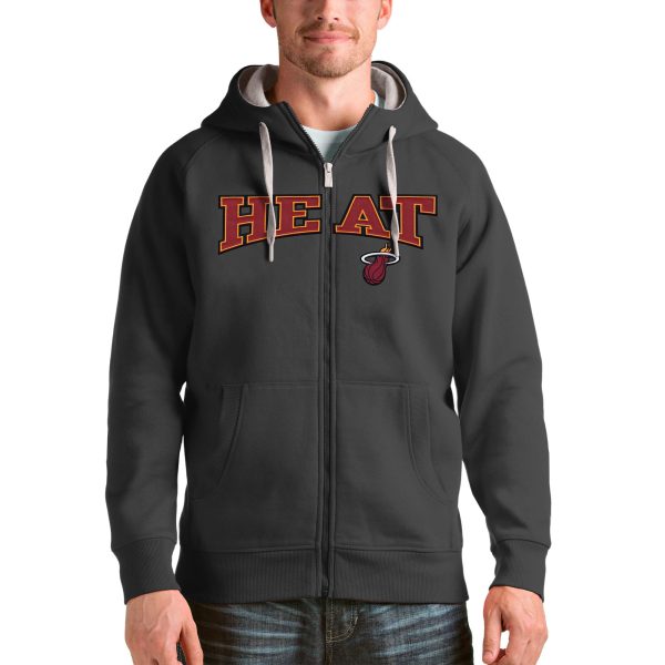 Antigua Miami Heat Charcoal Victory Full Zip Gorgeous Hoodie