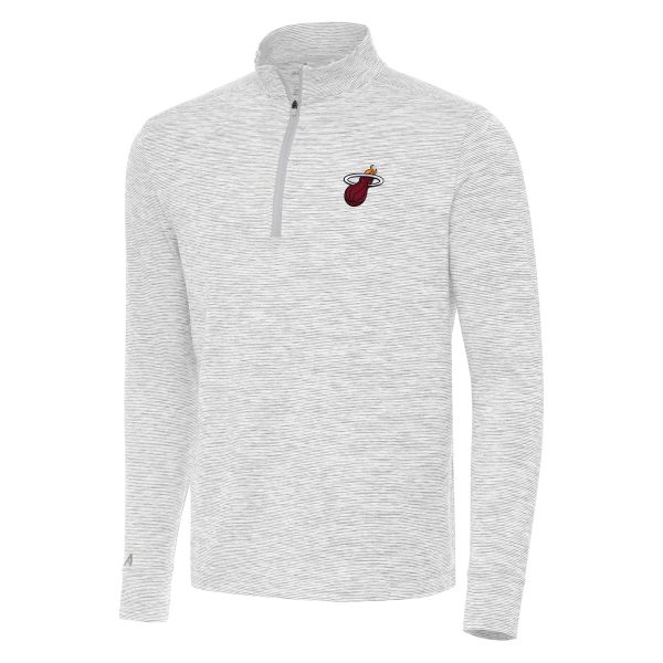 Antigua Miami Heat Gray Cause Trendy Quarter Zip Top