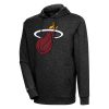 Antigua Miami Heat Heather Gorgeous Black Action Pullover Hoodie
