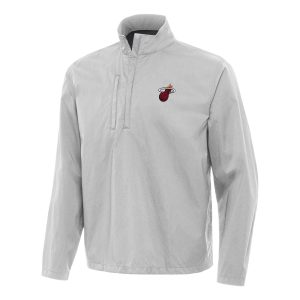 Antigua Miami Heat Heather Gray Brisk Quarter Zip Windbreaker Eye - catching