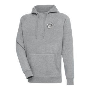 Antigua Miami Heat Heather Gray Metallic Fabulous Logo Victory Raglan Pullover Hoodie