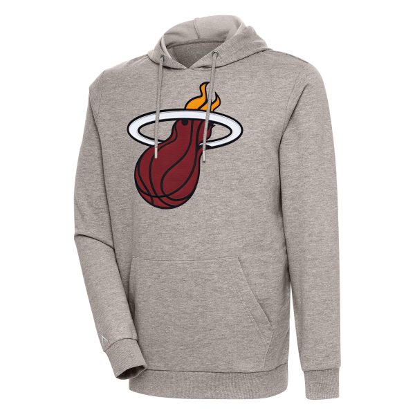 Antigua Miami Heat Oatmeal Premium Action Pullover Hoodie