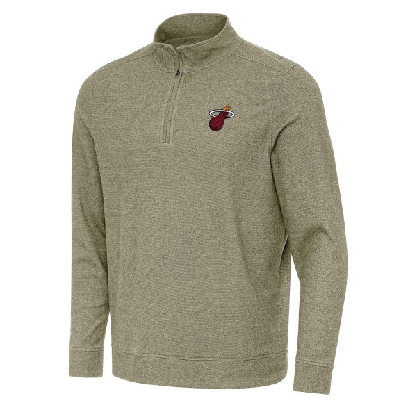 Antigua Miami Heat Olive Subtle Unique Quarter Zip Sweatshirt