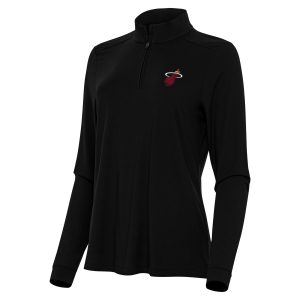 Antigua Miami Heat Chic Women's Black Intent Quarter Zip Top
