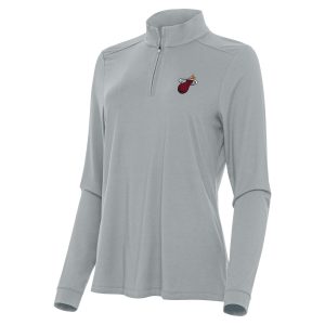 Antigua Miami Heat Women's Gray Gorgeous Intent Quarter Zip Top