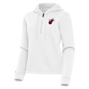 Antigua Miami Elegant Heat Women's White Contemporary Quarter Zip Hoodie