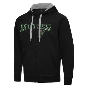 Antigua Milwaukee Bucks Black Big & Tall Victory Full Zip Hoodie Eye - catching Jacket